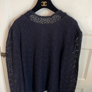 Banana Republic navy blue lace top
